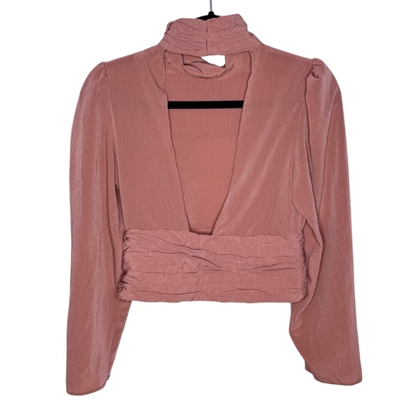 Zara | Blush Pink Ruched Mock Neck Open Back | XS | EUC - Picture 4 of 8